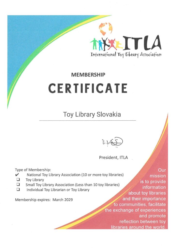 Knižnica hračiek – certifikát