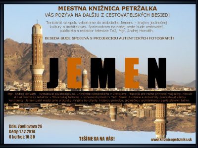 Pozývame Vás na cestovateľskú besedu -JEMEN