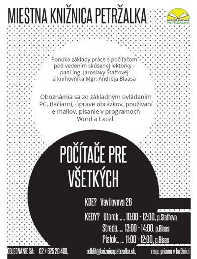 Programy a podujatia Miestnej knižnice Petržalka pre matersk…