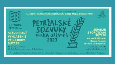 Výsledková listina 34. ročníka celoslovenskej literárnej súťaže Petržalské súzvuky Ferka Urbánka 2023.