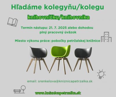 Petržalská knižnica hľadá knihovníčku / knihovníka