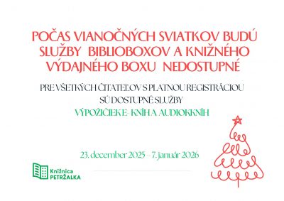 Biblioboxy a výdajný box budú počas vianočných sviatkov nedostupné