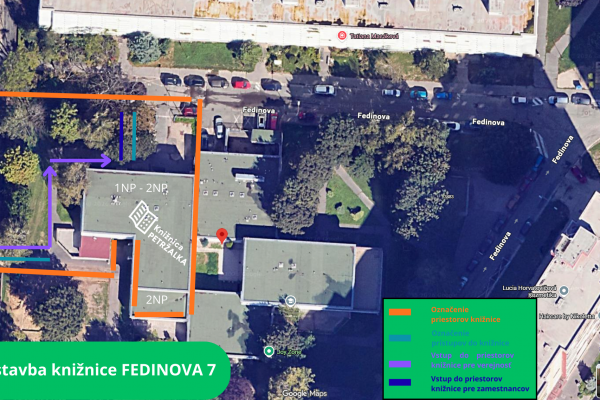 Označenie priestoru knižnice Fedinova