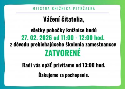 Oznam čitateľov a návštevníkov