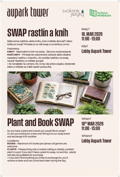 Swap rastlín a kníh v Lobby Aupark Tower