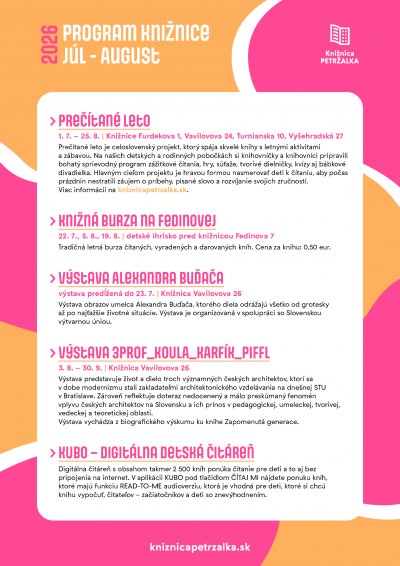 Leto v knižnici, knižné burzy aj dotyk architektúry