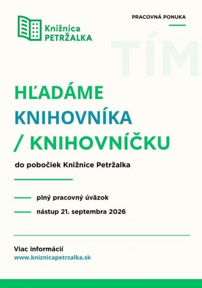 Hľadáme posilu do nášho knižničného tímu