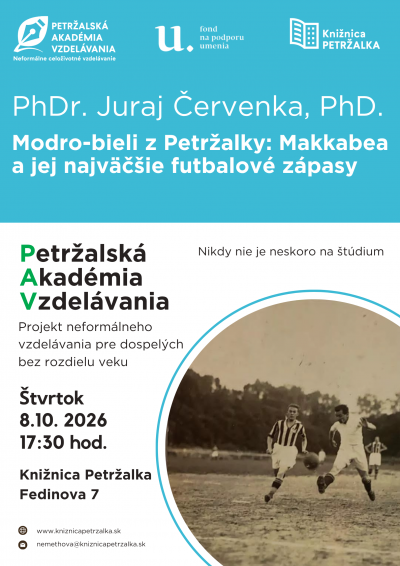 PhDr. Juraj Červenka PhD.: „Modro-bieli z Petržalky: Makkabea a jej najväčšie futbalové zápasy