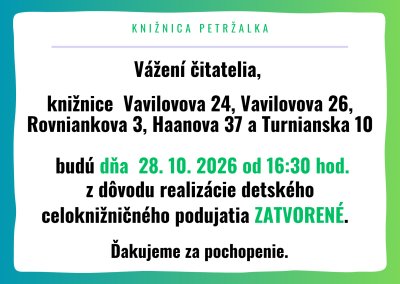 Oznam pre čitateľov