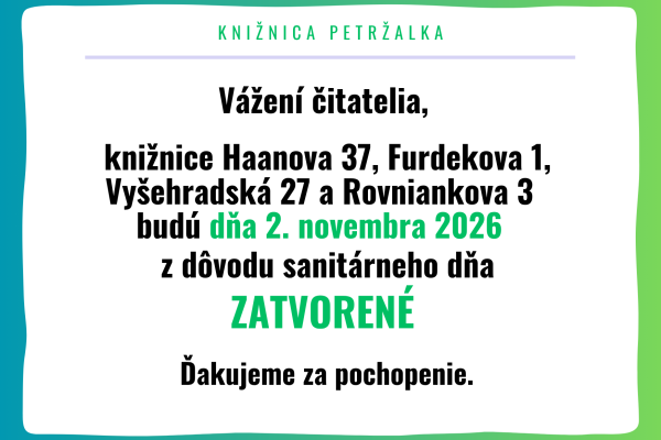 Sanitárny deň / Haanova 37, Furdekova 1 / Vyšehradská 27 / Rovniankova 3